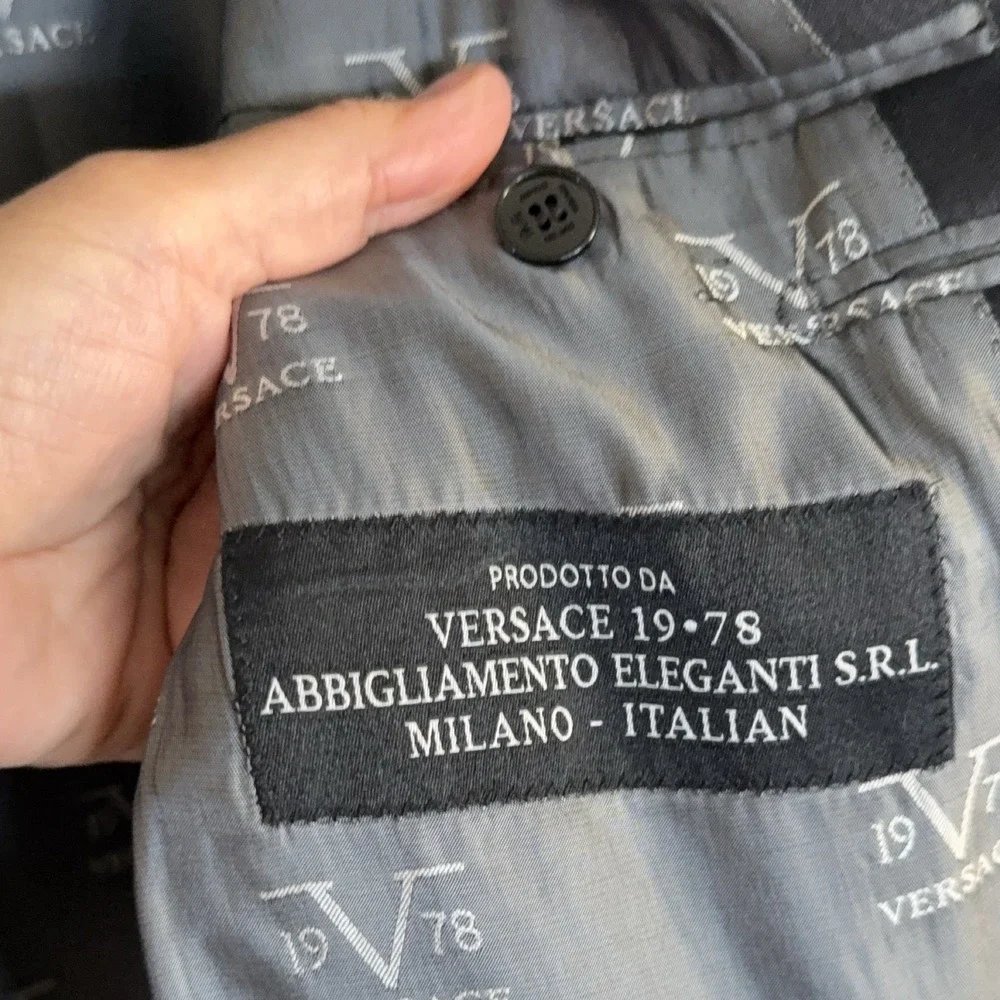Versace 19.78 Tailored Fit Blazer Jacket Black 44R Men's 100% Wool